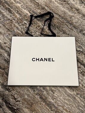 Chanel small shopping bag 10”x8”x3” with Black Ribbon Handles NEW